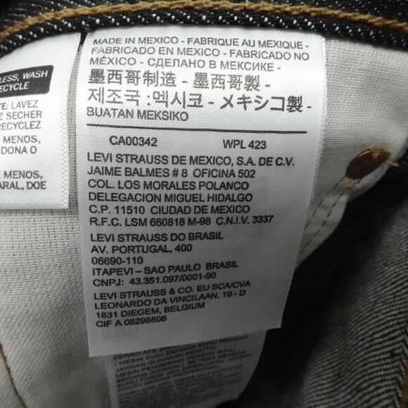 Levis 501 Jeans Mens 32x38 Raw Unwashed Denim Shrink-To-Fit Button Fly Straight - Picture 16 of 16